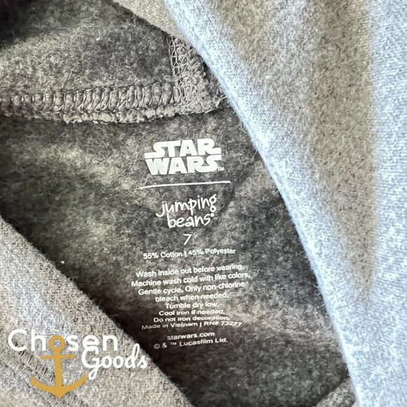 The Mandalorian Grogu Baby Yoda Boys Size 7 Jumping Beans Fleece Graphic Hoodie - Picture 3 of 5